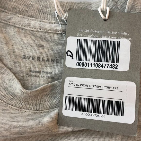 Everlane The 100% Human Cropped Tee Short Sleeve Organic Cotton Gray XXS - Picture 5 of 6